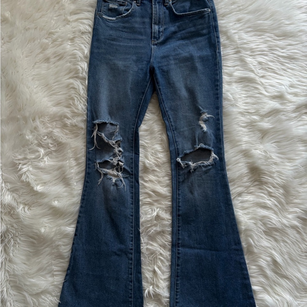 AFRM High Rise Distressed Flare Jeans - Picture 2 of 7